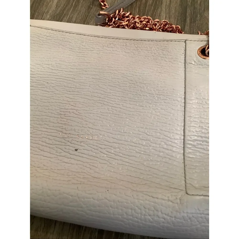 Ted Baker London Beige Leather Jemms Robot Clasp Crossbody Shoulder Bag P8-4